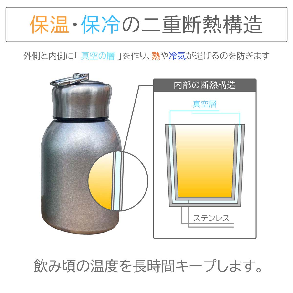 名入れ対応・リング付きステンレスボトル