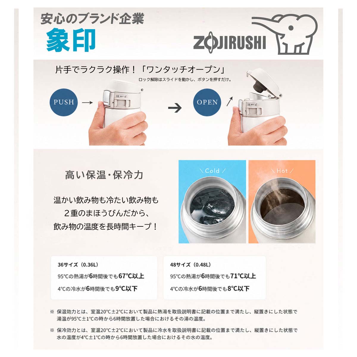 写真イラスト化対応・象印 ワンタッチ ステンレスボトル